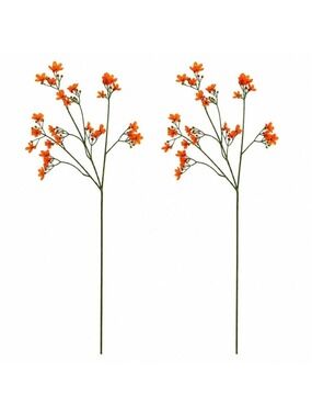 Orange Wax Flower Style Stems Set of 2 26 Inch Faux Floral Filler